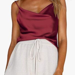 NWOT ruby red cowl neck satin camisole